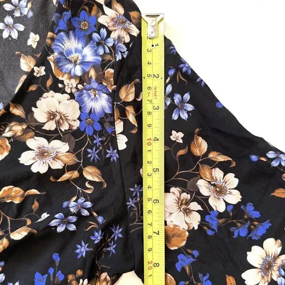 Amour Vert Floral Print Silk Blouse Top V Neck Waist Wrap Long Bell Slv - Picture 10 of 12